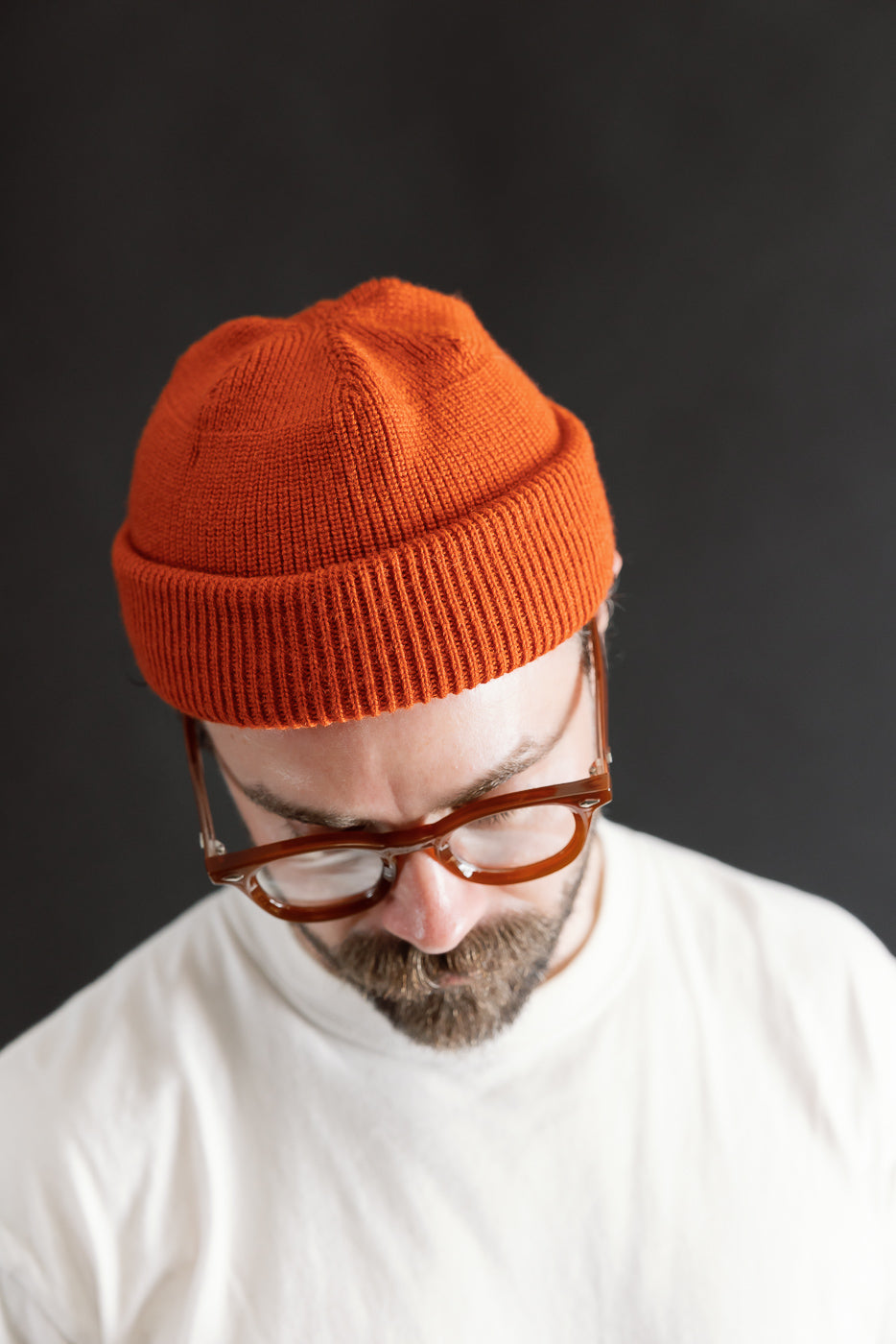 IHG-080-ORA - 100% Wool Ribbed Beanie - Orange