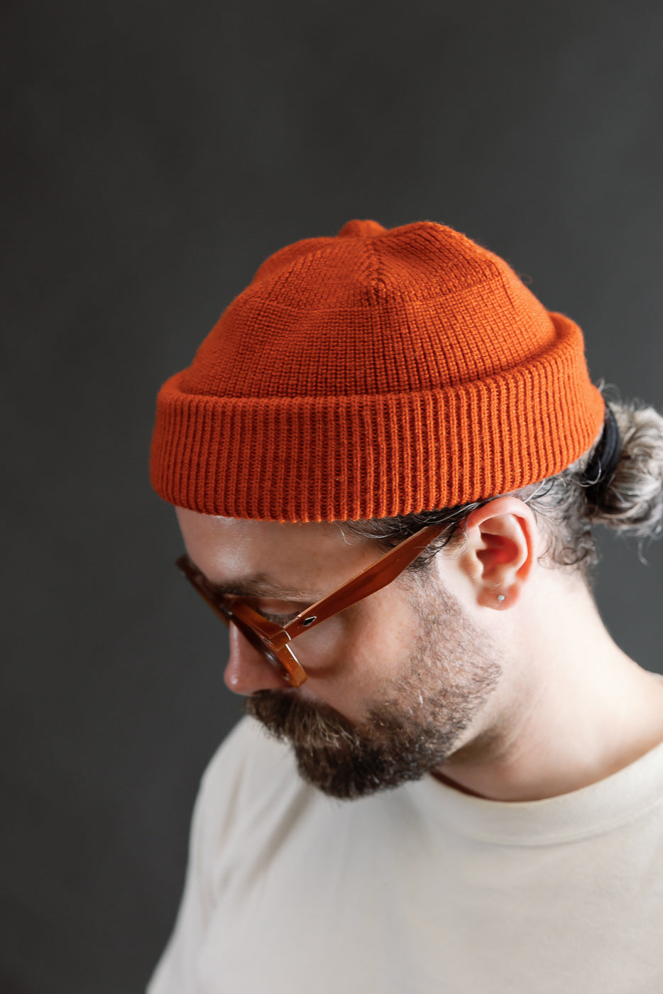 IHG-080-ORA - 100% Wool Ribbed Beanie - Orange