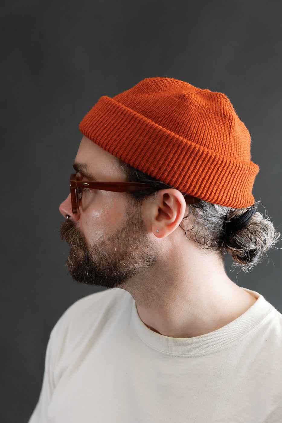 IHG-080-ORA - 100% Wool Ribbed Beanie - Orange