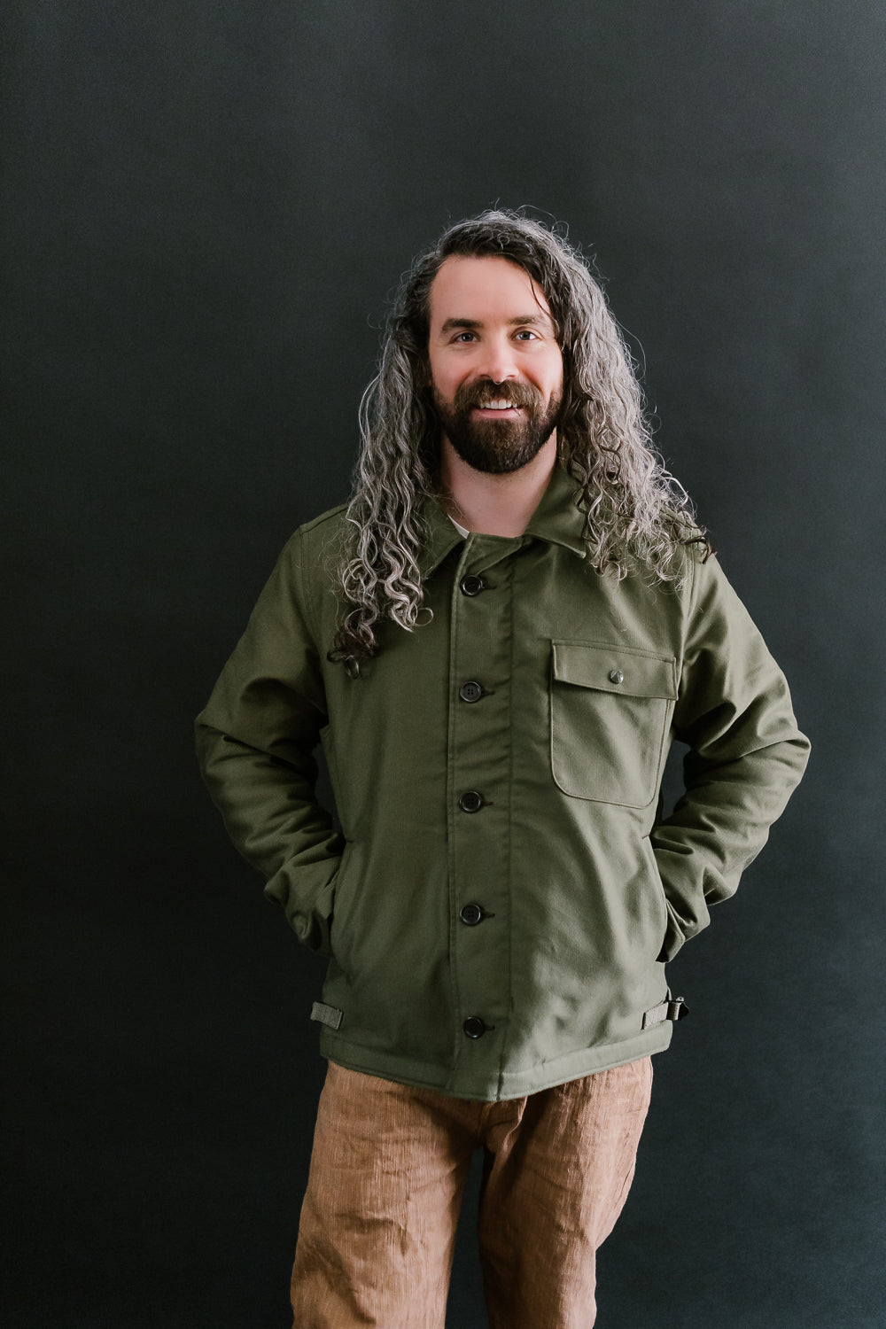 IHM-40-GRN - Whipcord A2 Deck Jacket - Olive Drab Green