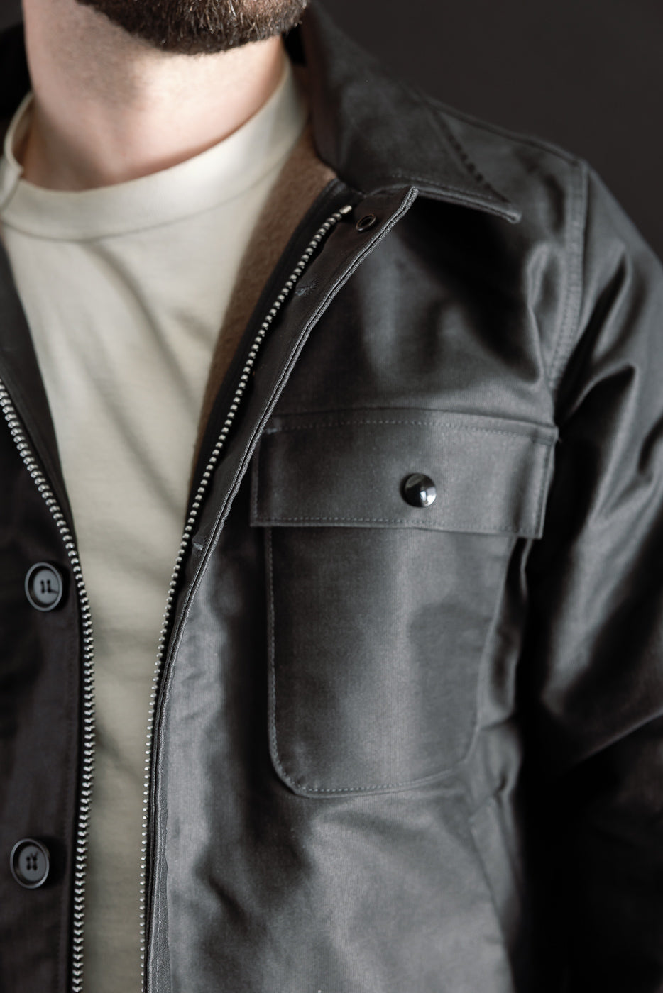 IHM-45-BLK - Oiled Whipcord A2 Deck Jacket - Black