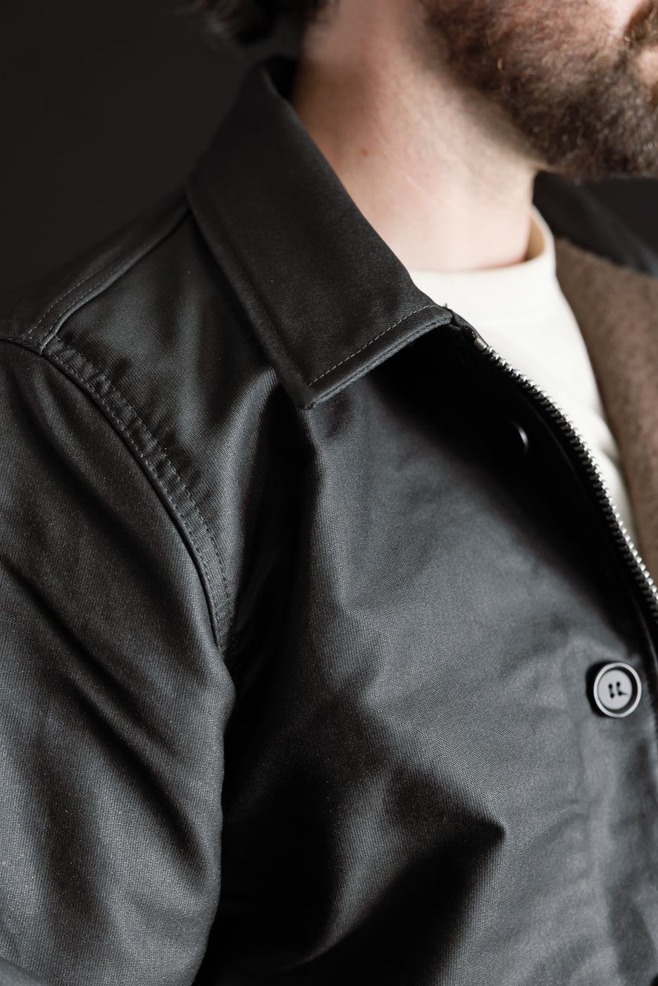 IHM-45-BLK - Oiled Whipcord A2 Deck Jacket - Black