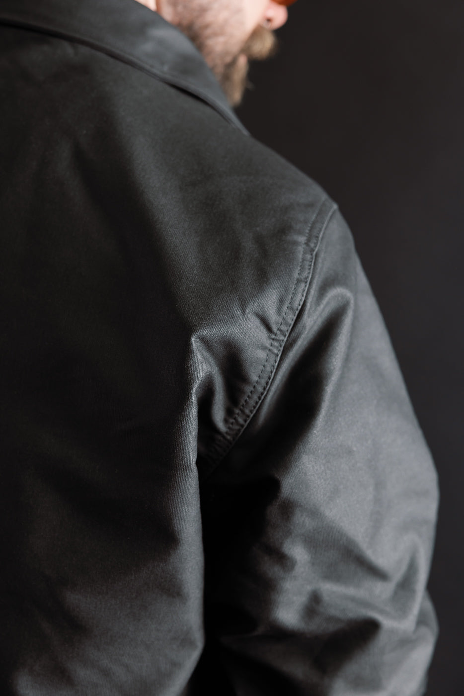 IHM-45-BLK - Oiled Whipcord A2 Deck Jacket - Black