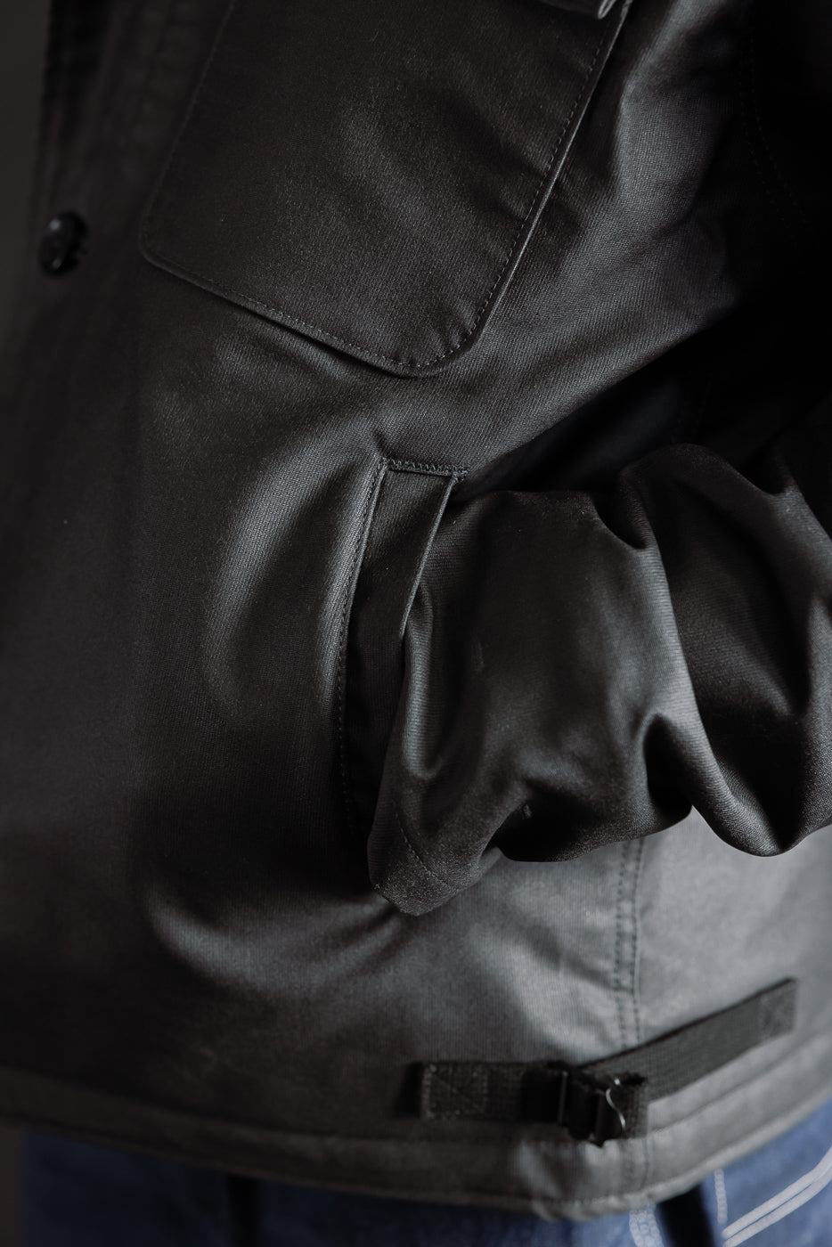 IHM-45-BLK - Oiled Whipcord A2 Deck Jacket - Black