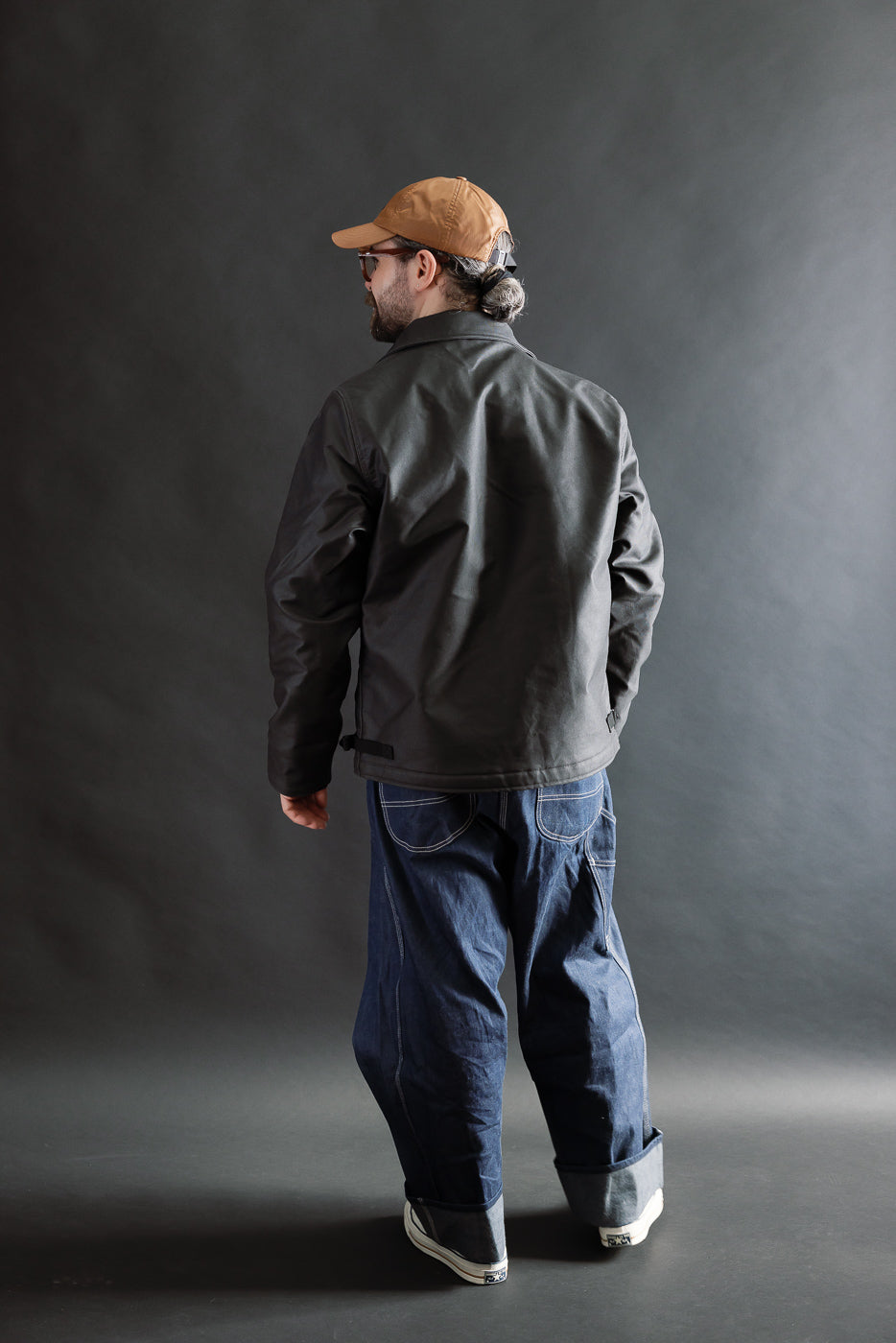 IHM-45-BLK - Oiled Whipcord A2 Deck Jacket - Black