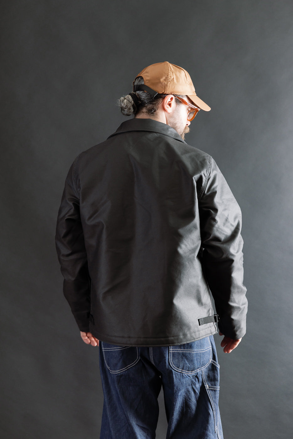 IHM-45-BLK - Oiled Whipcord A2 Deck Jacket - Black