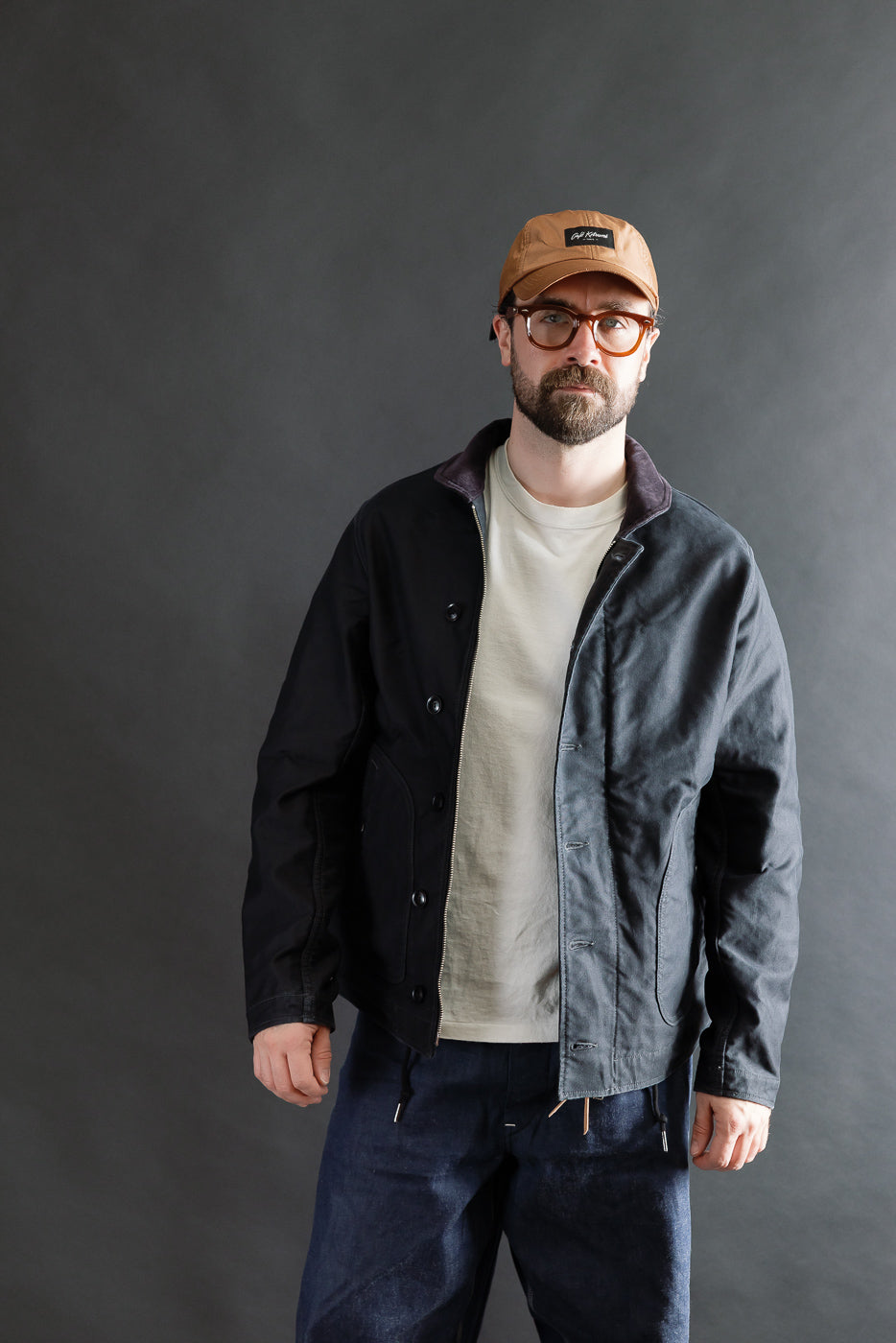 IHM-48-BLK - 12oz Whipcord Lightweight N1 Deck Jacket - Black