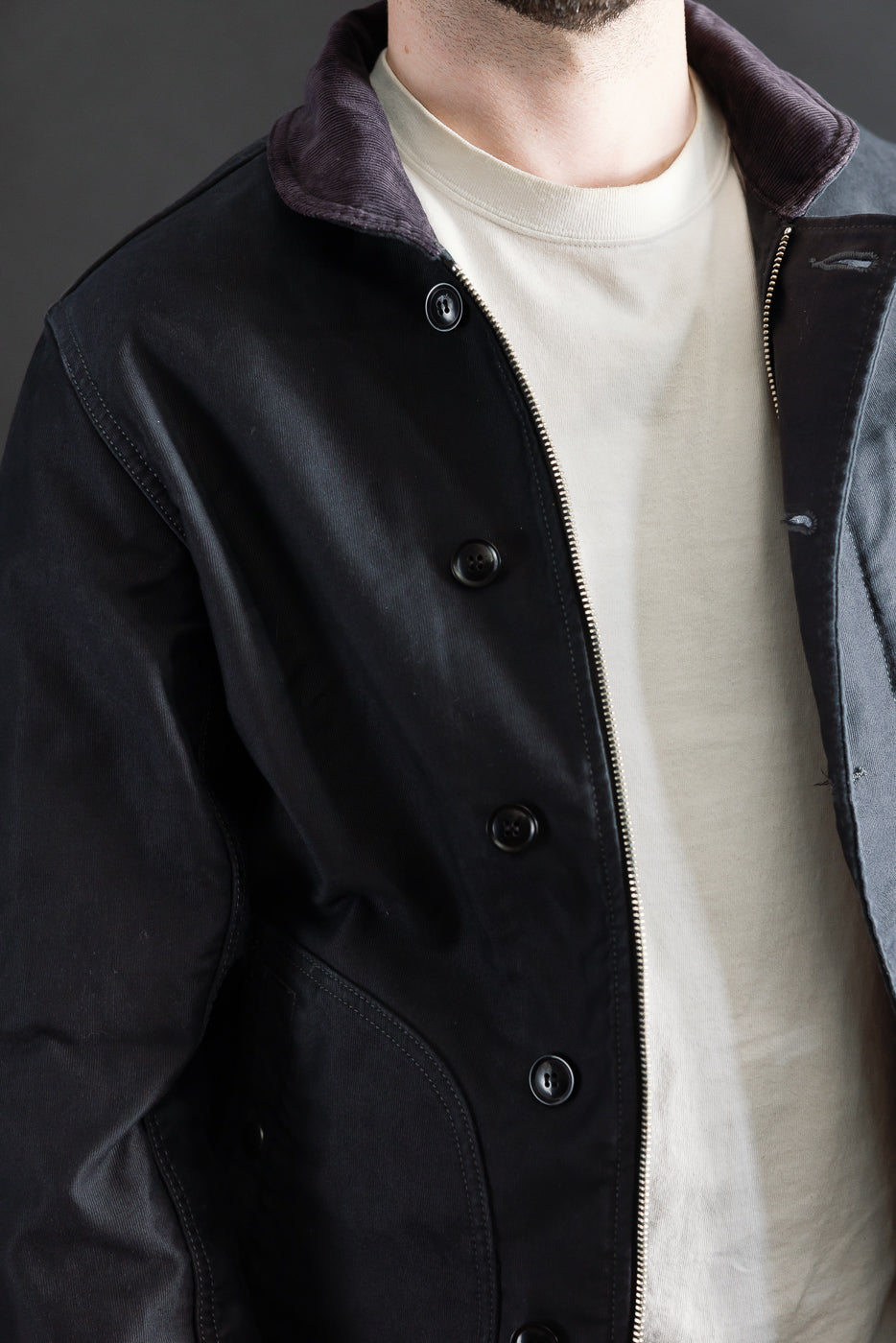 IHM-48-BLK - 12oz Whipcord Lightweight N1 Deck Jacket - Black