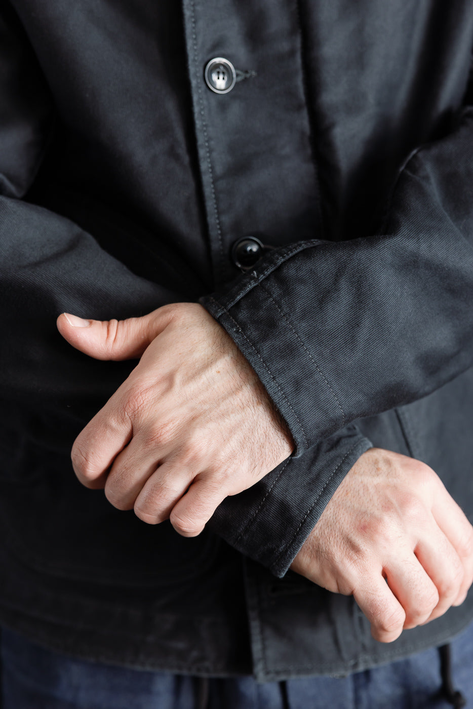 IHM-48-BLK - 12oz Whipcord Lightweight N1 Deck Jacket - Black