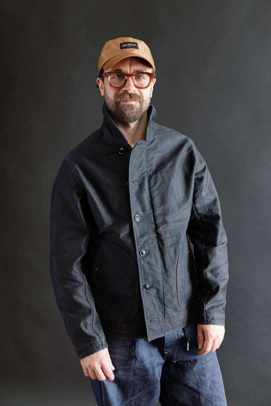 IHM-48-BLK - 12oz Whipcord Lightweight N1 Deck Jacket - Black