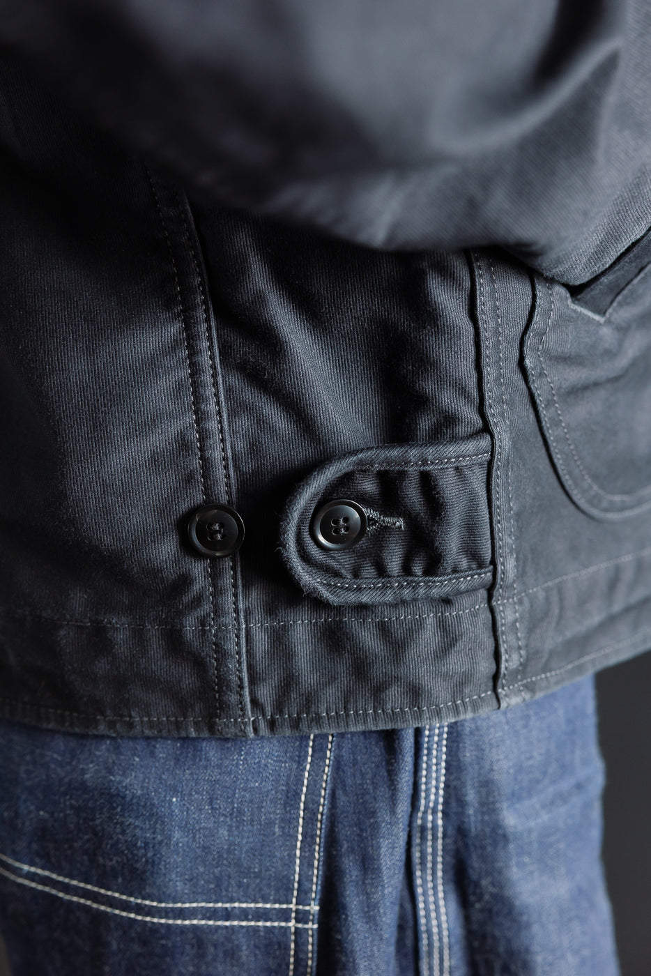 IHM-48-BLK - 12oz Whipcord Lightweight N1 Deck Jacket - Black