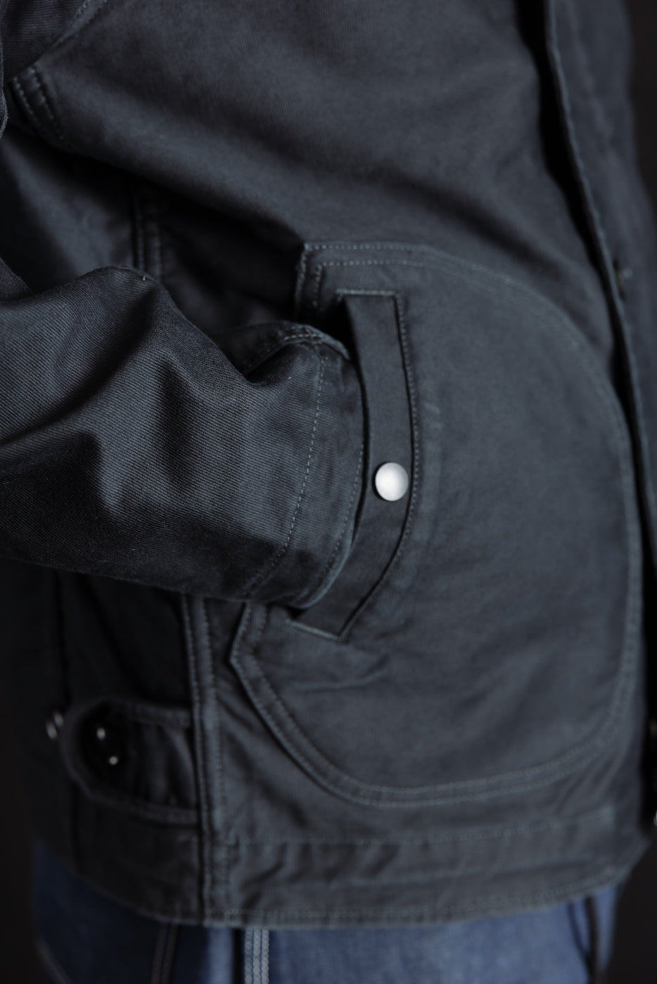 IHM-48-BLK - 12oz Whipcord Lightweight N1 Deck Jacket - Black