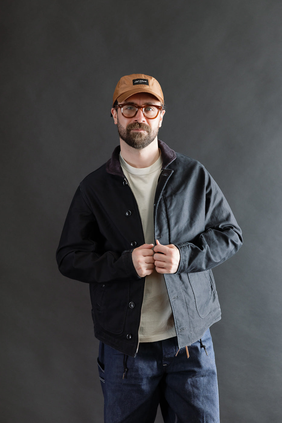 IHM-48-BLK - 12oz Whipcord Lightweight N1 Deck Jacket - Black