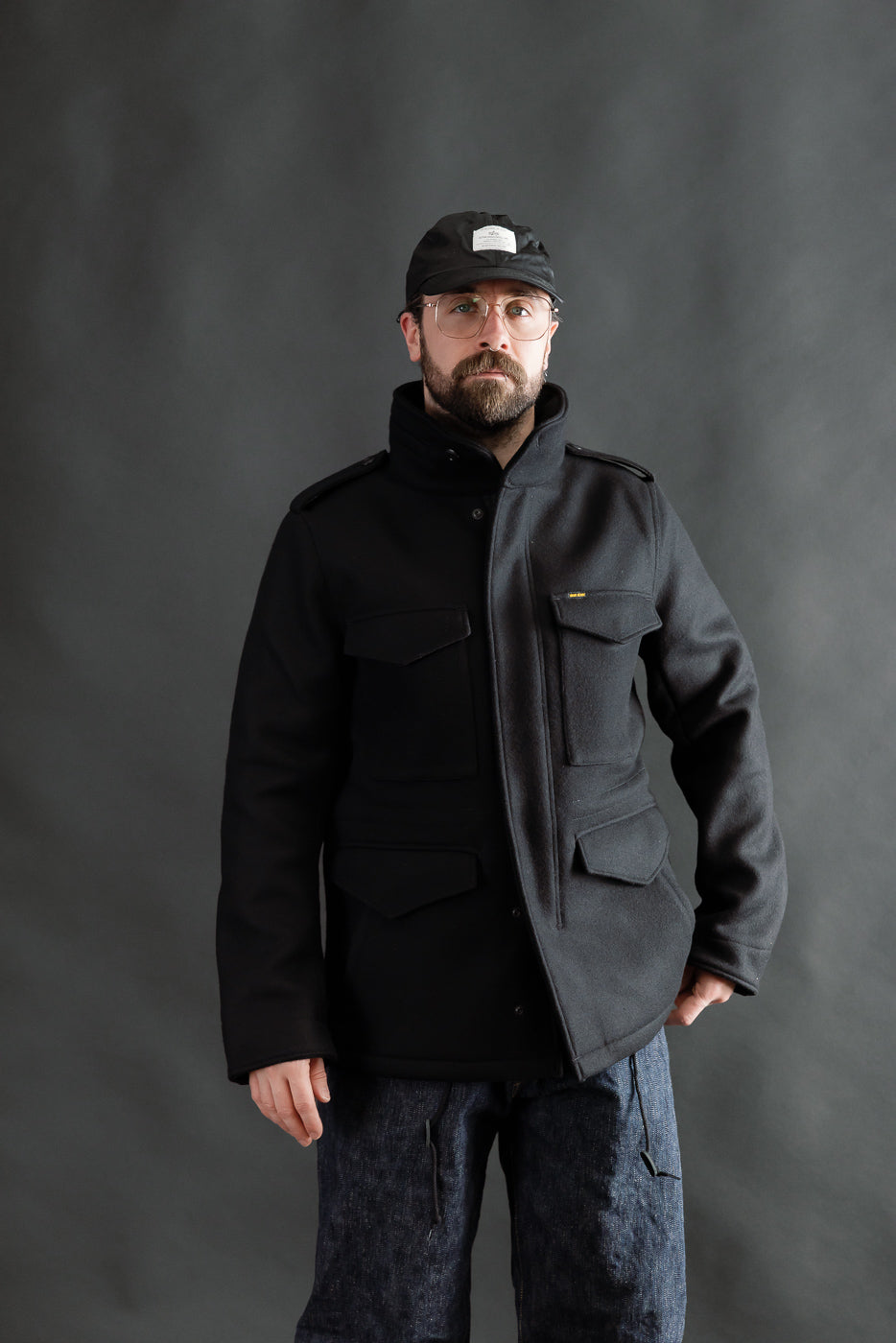 IHM-49-BLK - 21oz Melton Wool M65 Field Jacket - Black | Dant