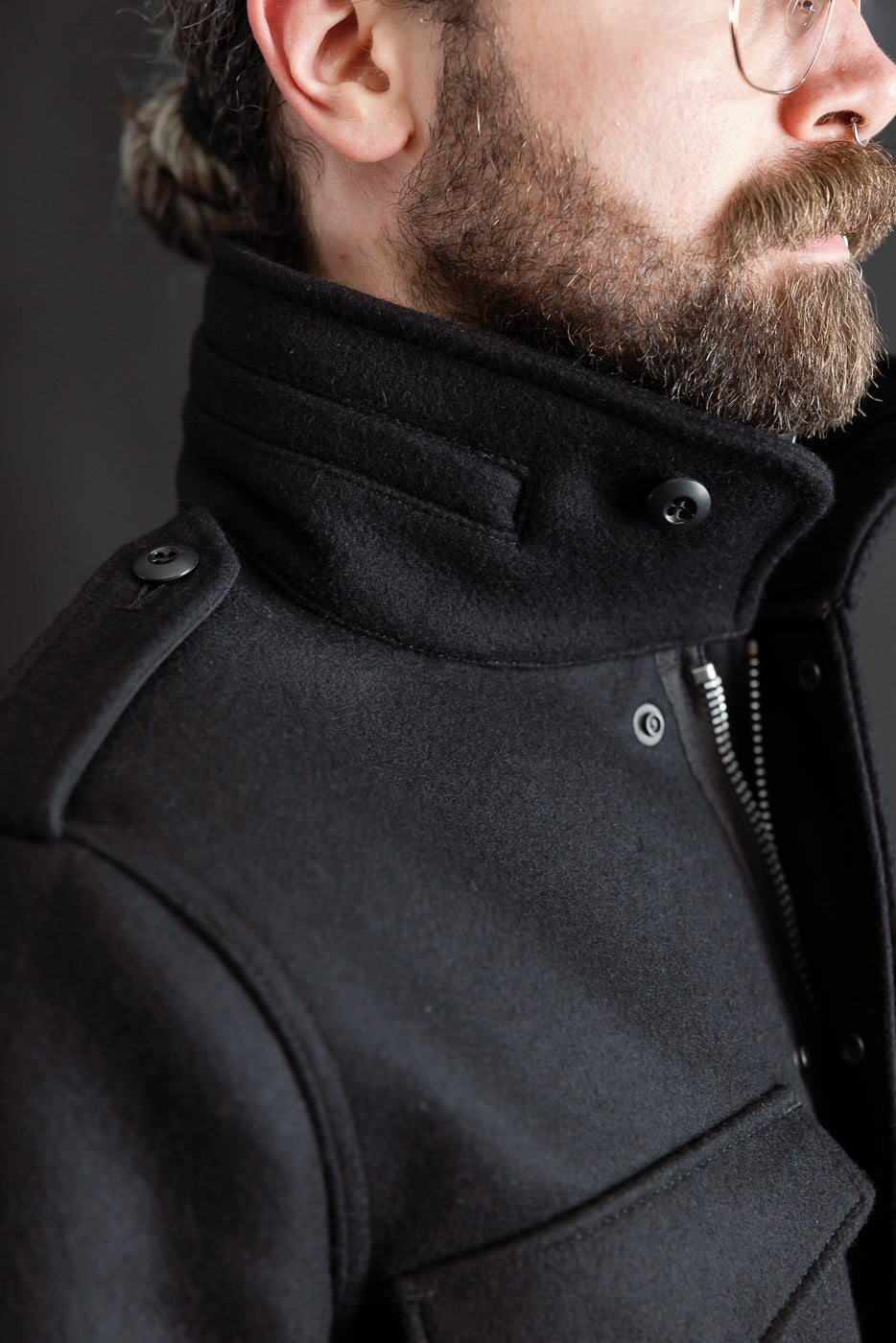 IHM-49-BLK - 21oz Melton Wool M65 Field Jacket - Black | Dant
