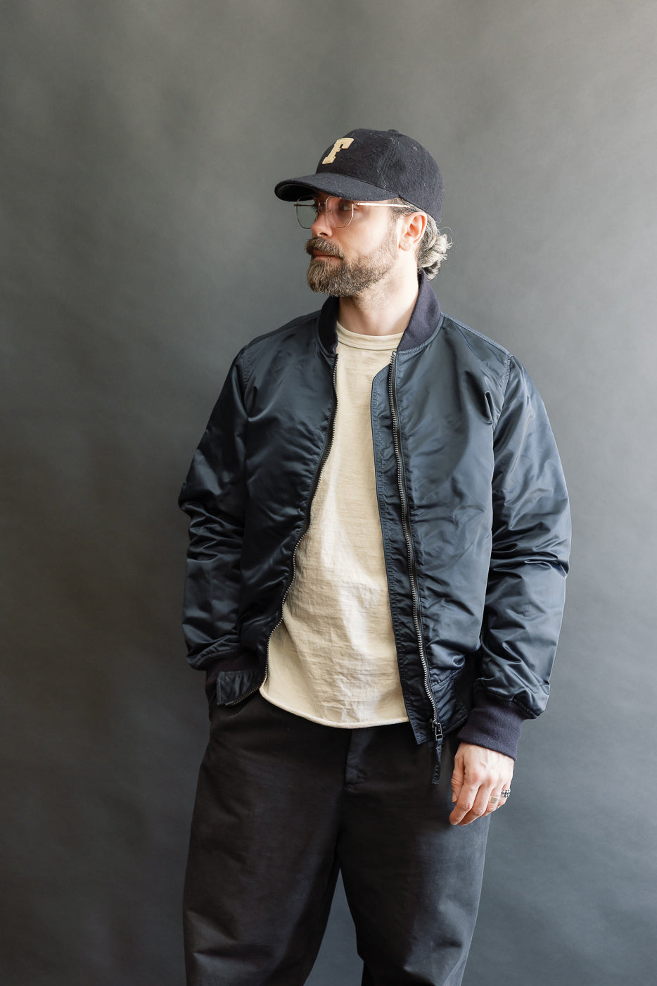 Full body front view of male model 5'9