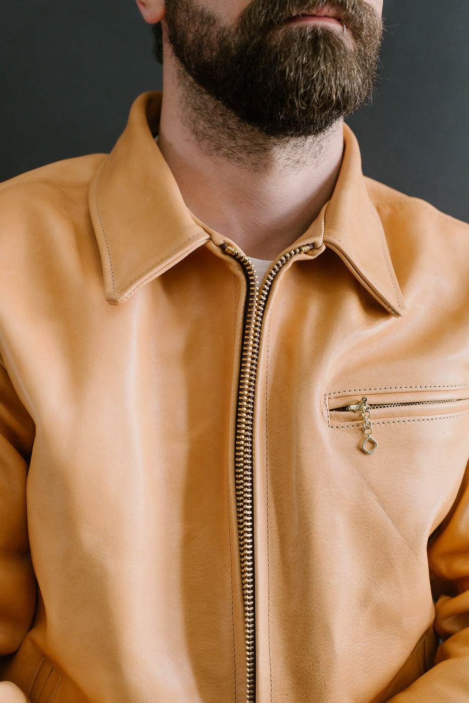 IHSB-TGN-NAT - Iron Heart x Simmons Bilt Mustang Horsehide Tailgunner - Natural
