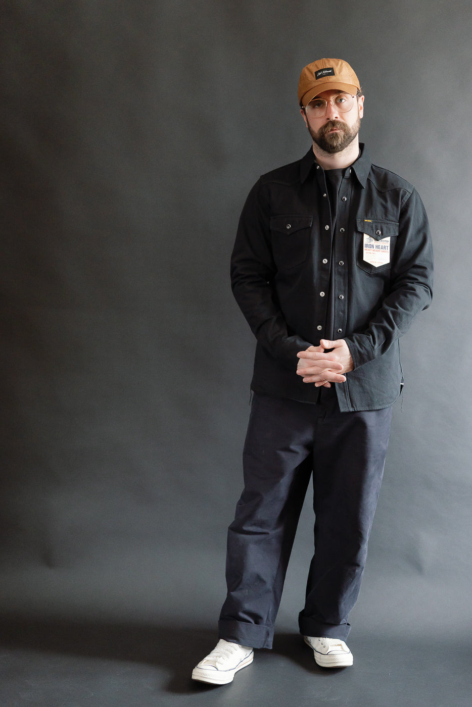 IHSH-218-BLK - 12oz Selvedge Denim Western Shirt 