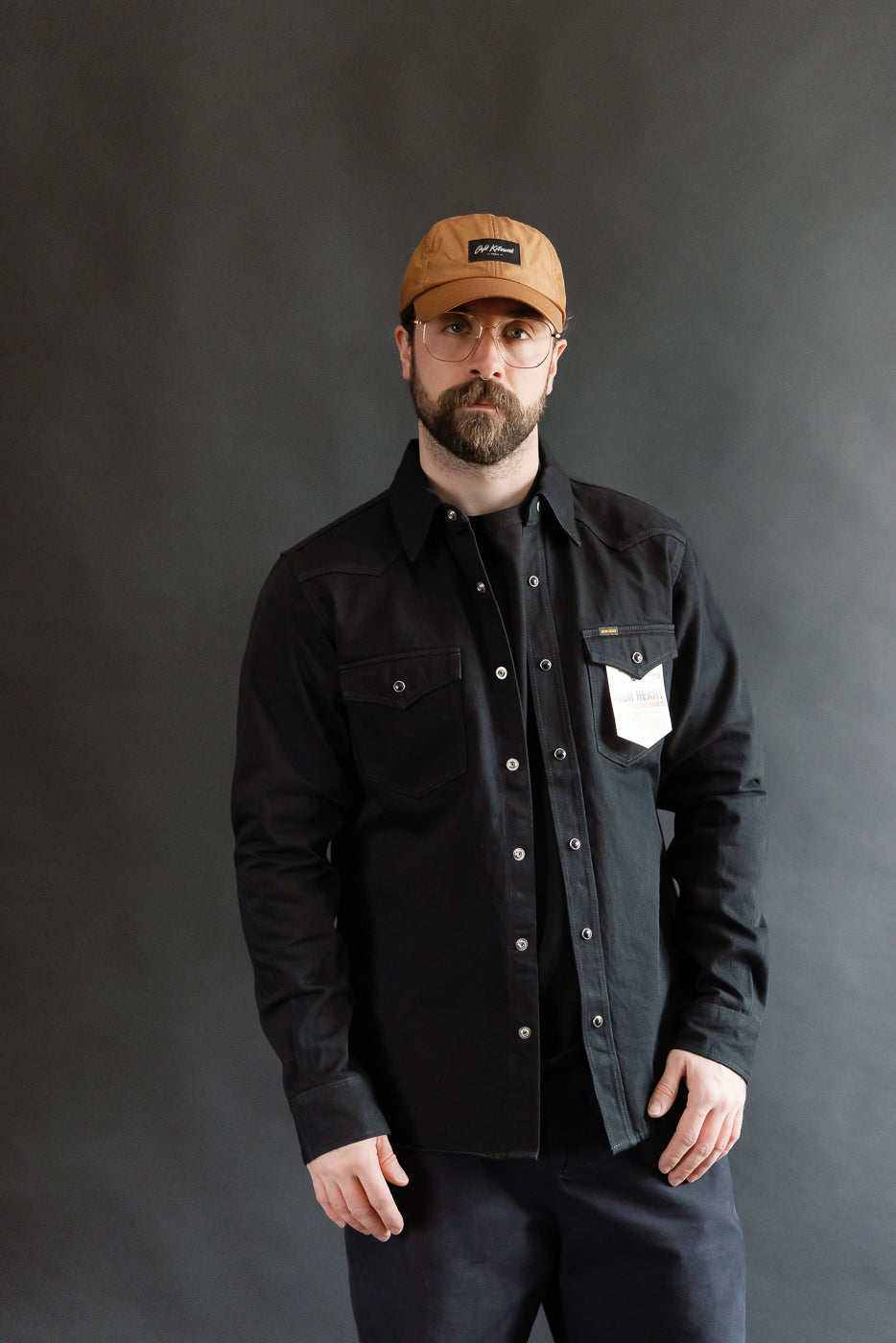 IHSH-218-BLK - 12oz Selvedge Denim Western Shirt 