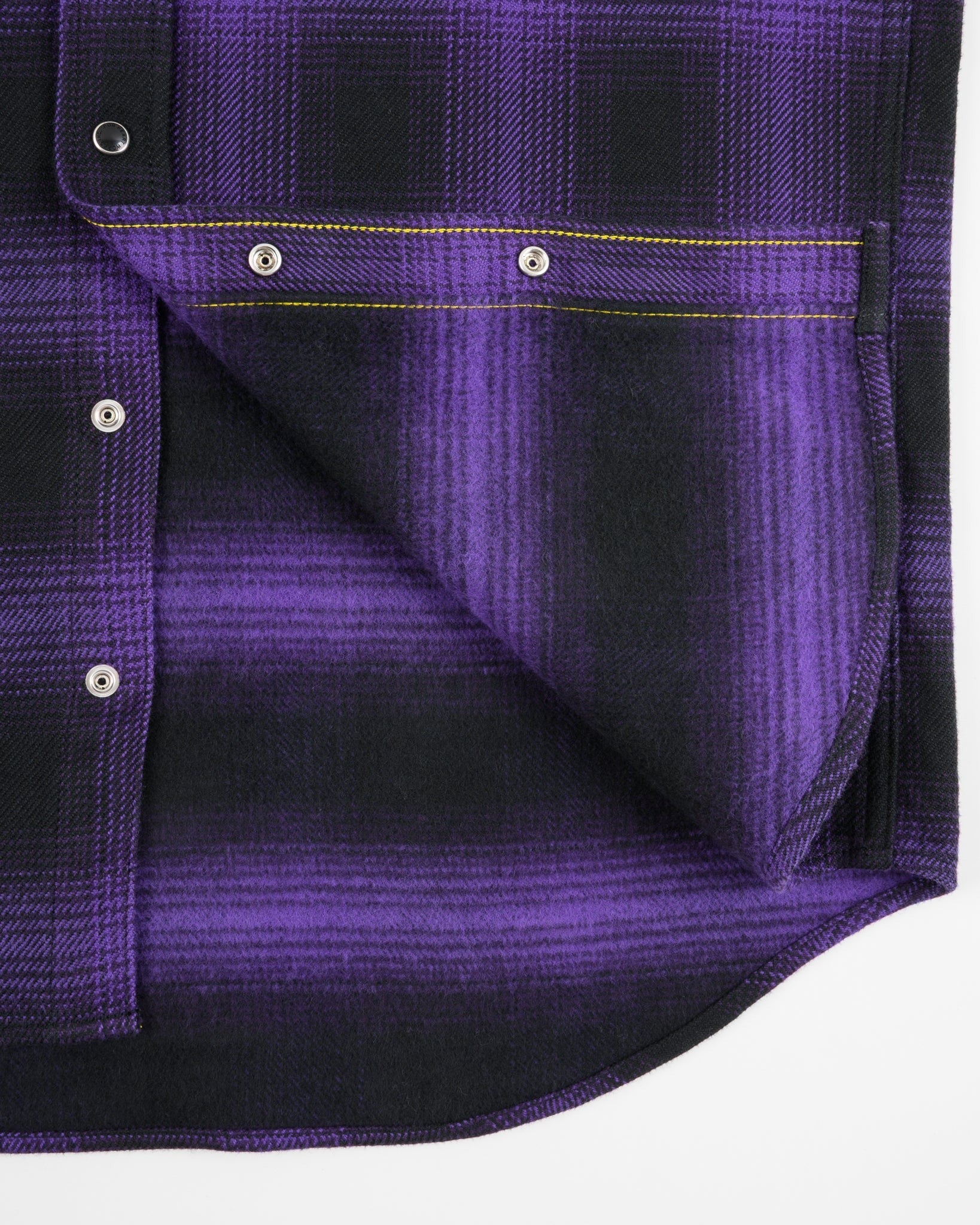 IHSH-264-PUR - Ultra Heavy Flannel Ombré Check Western Shirt - Purple/Black