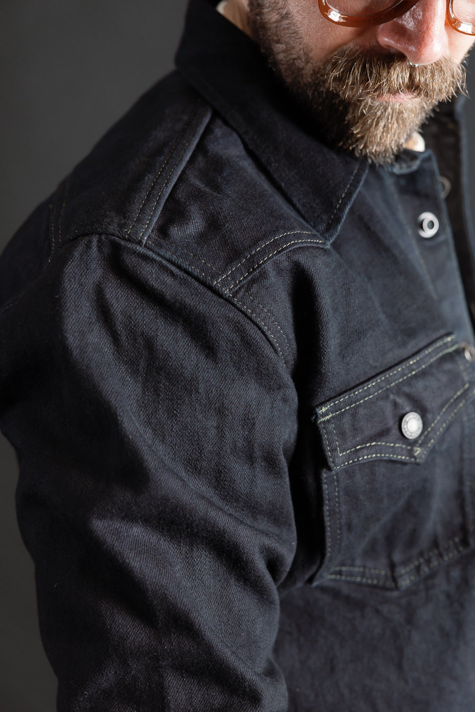IHSH-293-OD - 18oz Vintage Selvedge Denim CPO Shirt - Indigo
