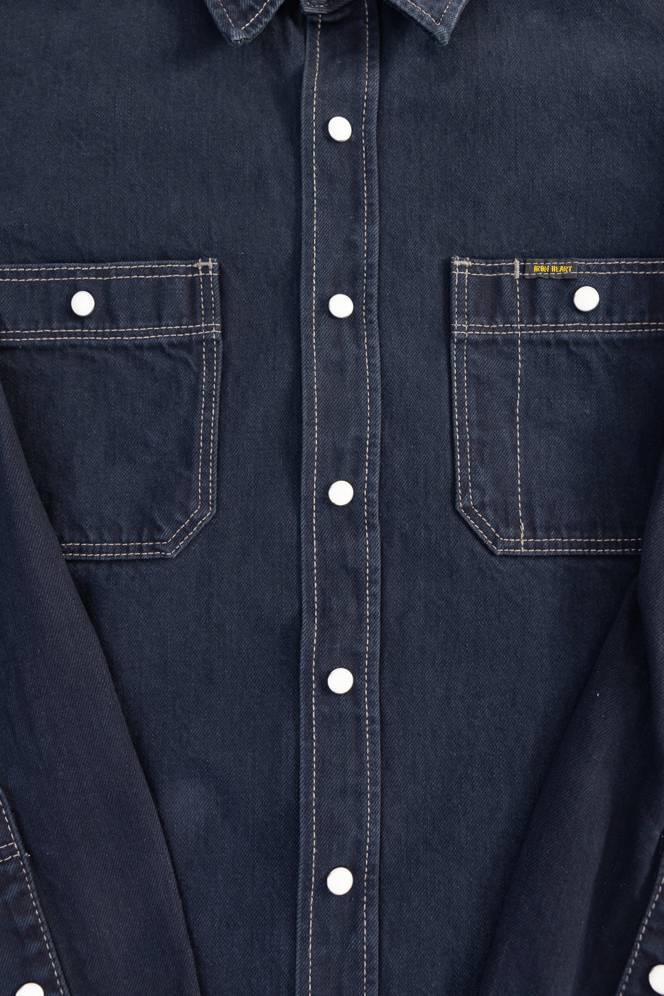 IHSH-326-OD - 12oz Selvedge Denim Work Shirt With Snaps - Indigo Overdyed Black