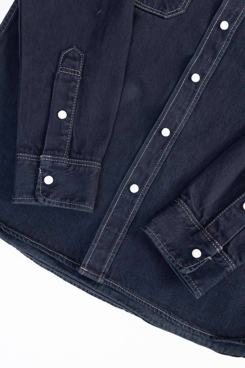 IHSH-326-OD - 12oz Selvedge Denim Work Shirt With Snaps - Indigo Overdyed Black