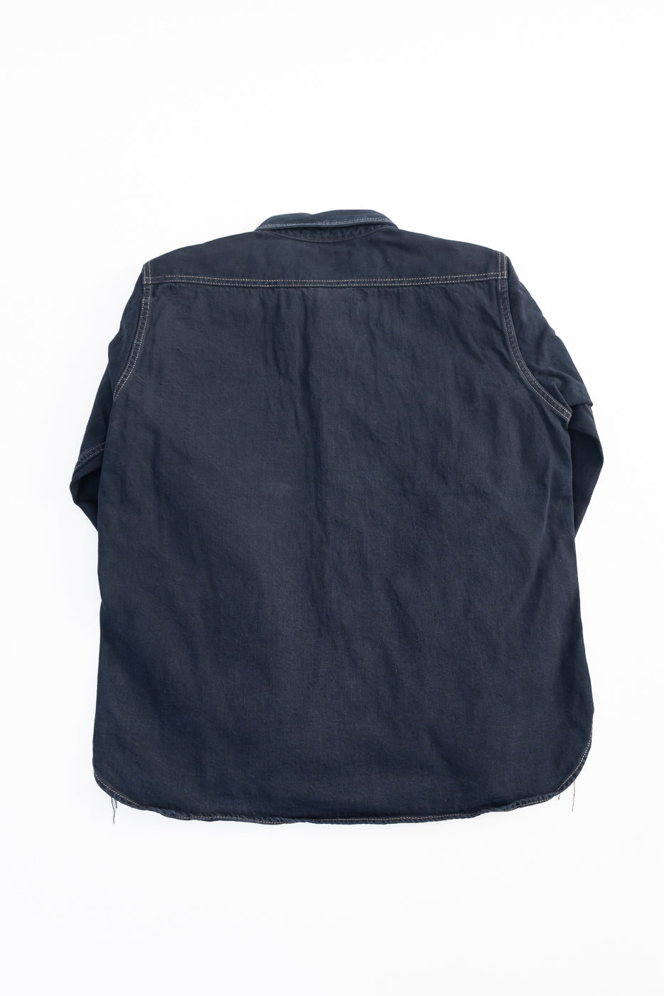 IHSH-326-OD - 12oz Selvedge Denim Work Shirt With Snaps - Indigo Overdyed Black