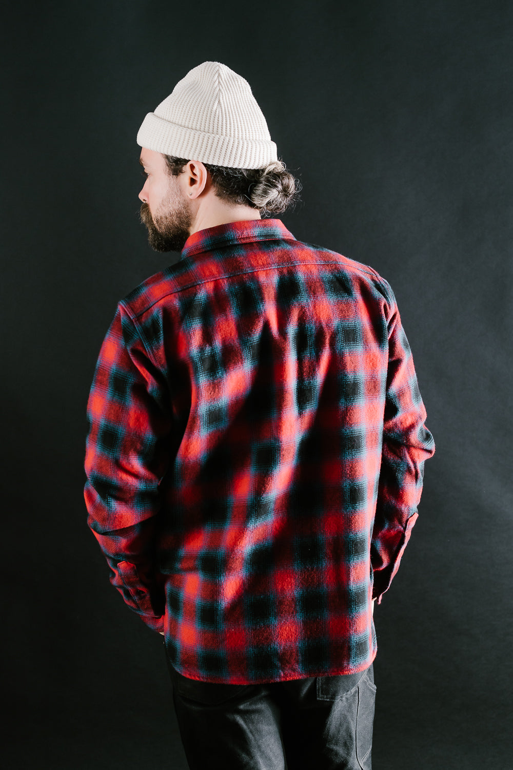 IHSH-379-RED - Ultra Heavy Flannel Ombré Check Work Shirt - Red | Dant