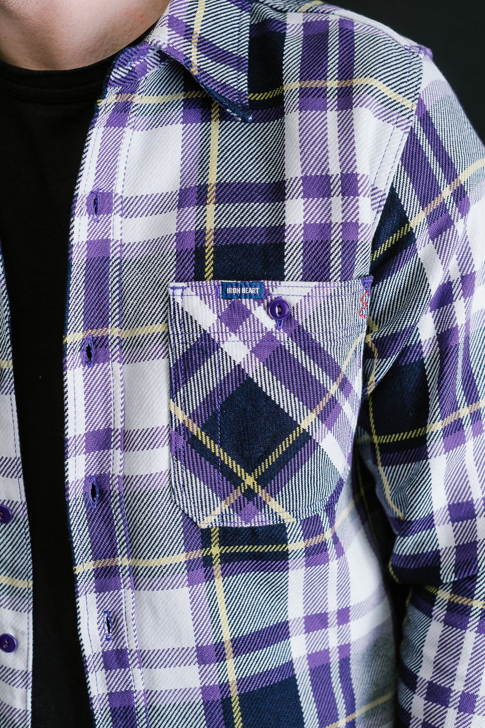 IHSH-382-PUR - 9oz Selvedge American Check Work Shirt - Purple