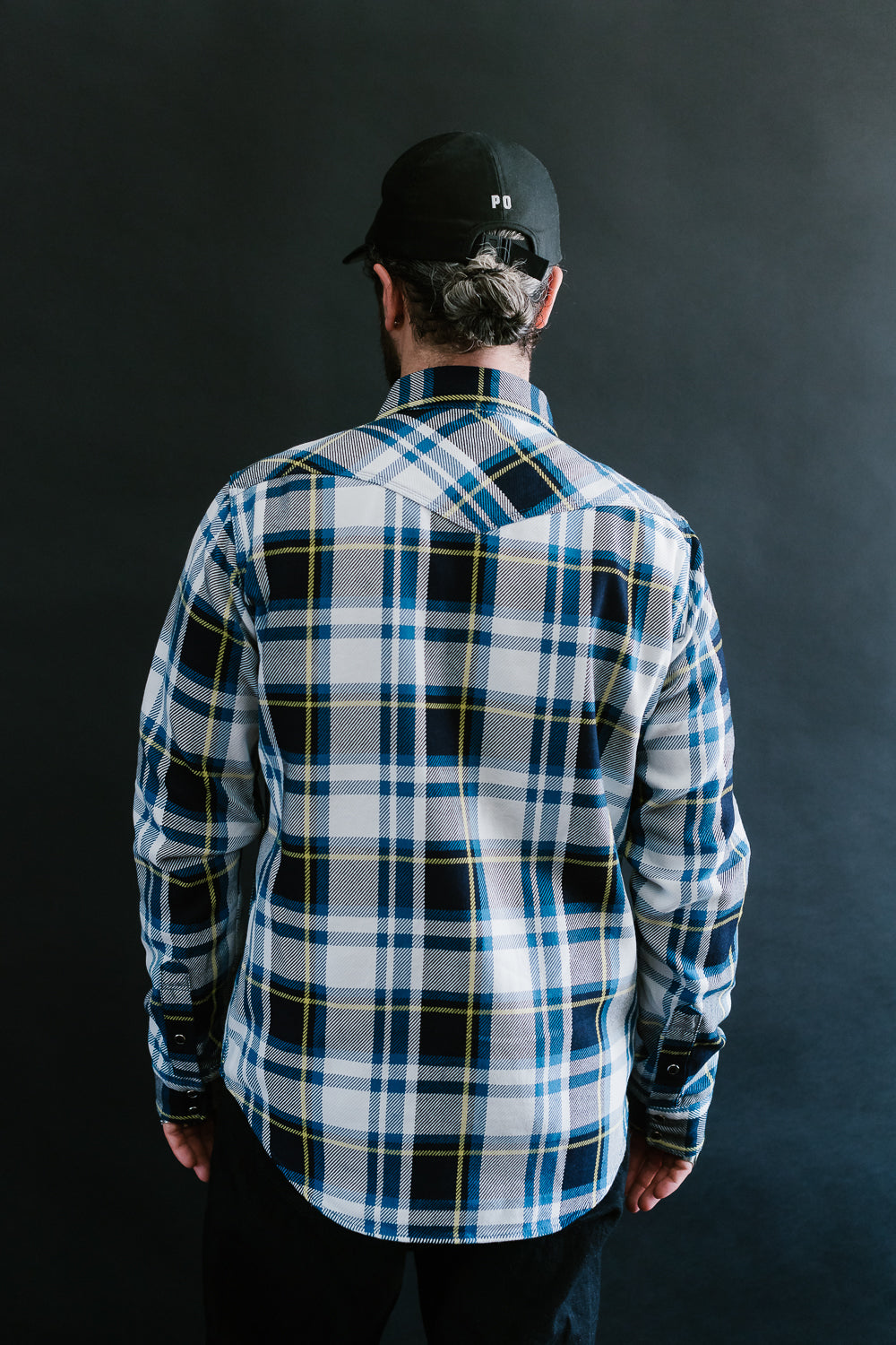 IHSH-390-BLU - 9oz Selvedge American Check Western Shirt - Blue