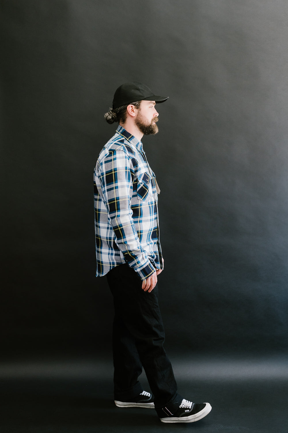 IHSH-390-BLU - 9oz Selvedge American Check Western Shirt - Blue
