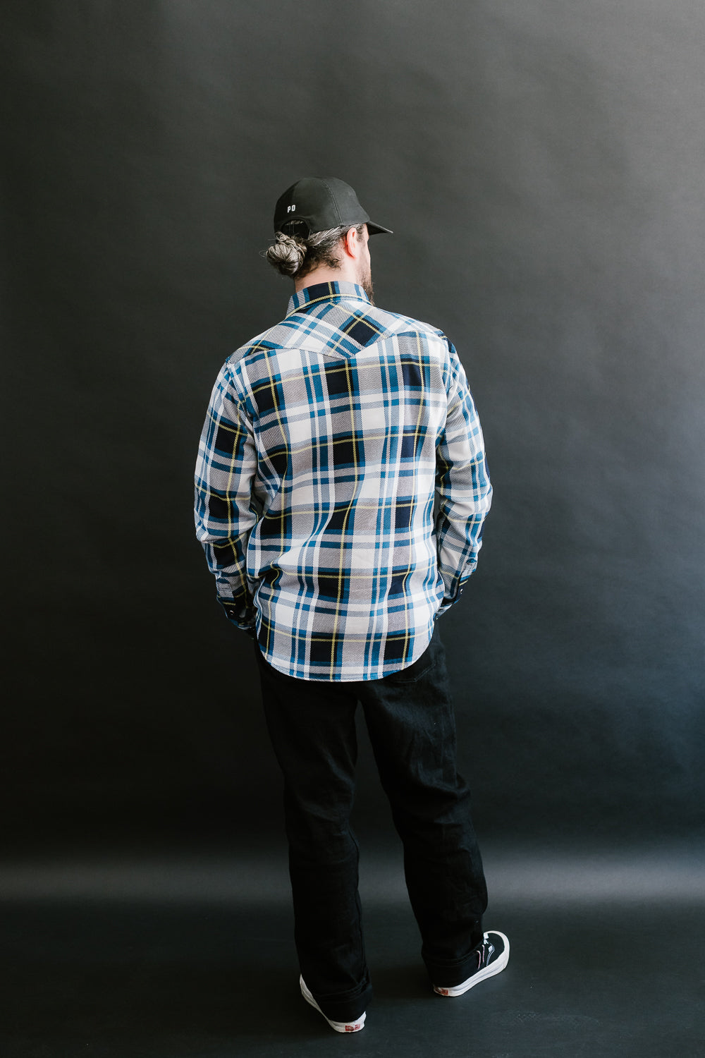 IHSH-390-BLU - 9oz Selvedge American Check Western Shirt - Blue
