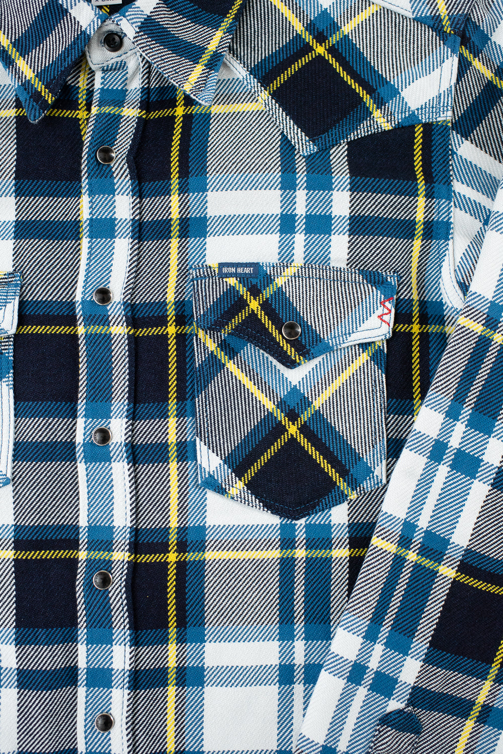 IHSH-390-BLU - 9oz Selvedge American Check Western Shirt - Blue