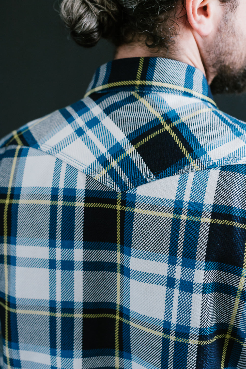 IHSH-390-BLU - 9oz Selvedge American Check Western Shirt - Blue