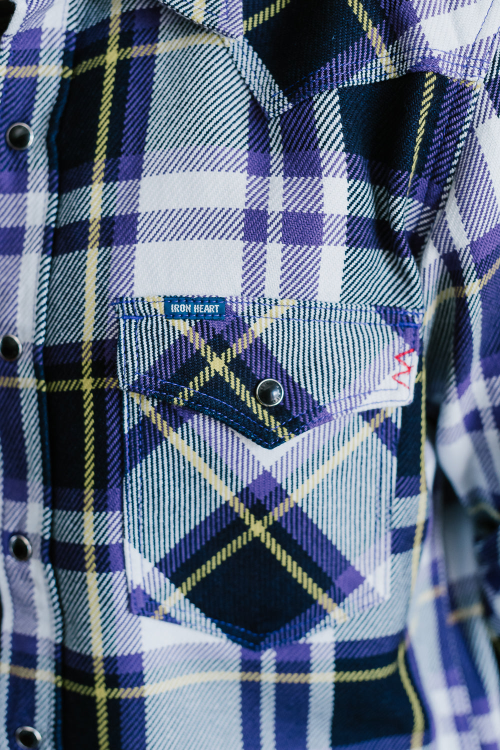IHSH-390-PUR - 9oz Selvedge American Check Western Shirt - Purple