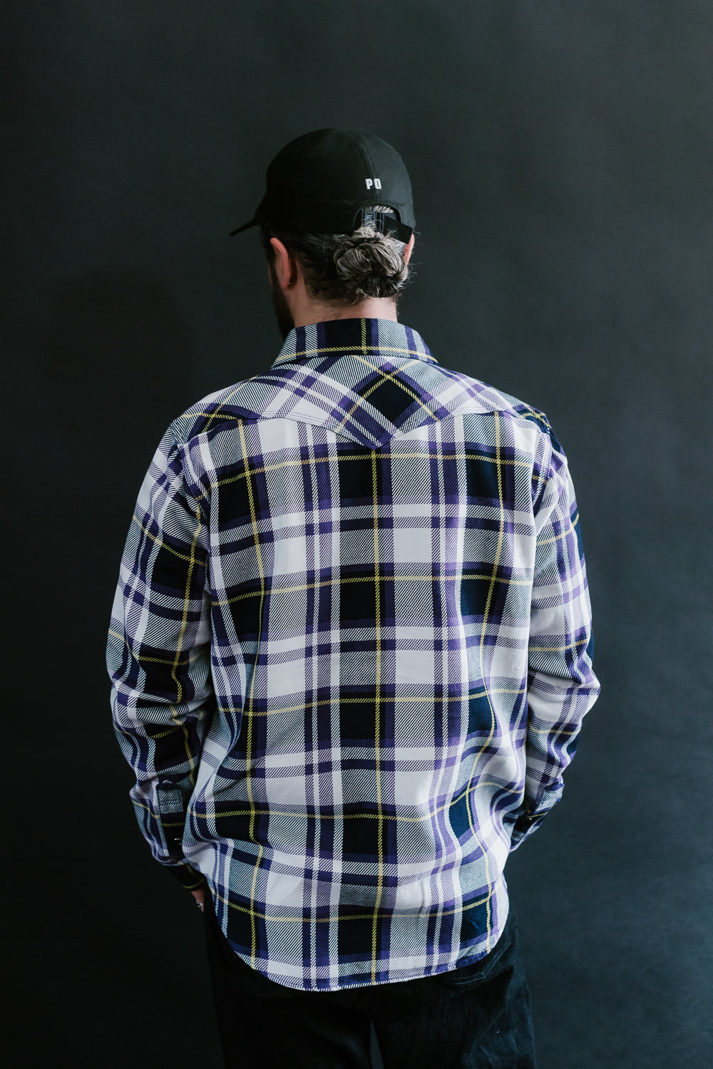 IHSH-390-PUR - 9oz Selvedge American Check Western Shirt - Purple