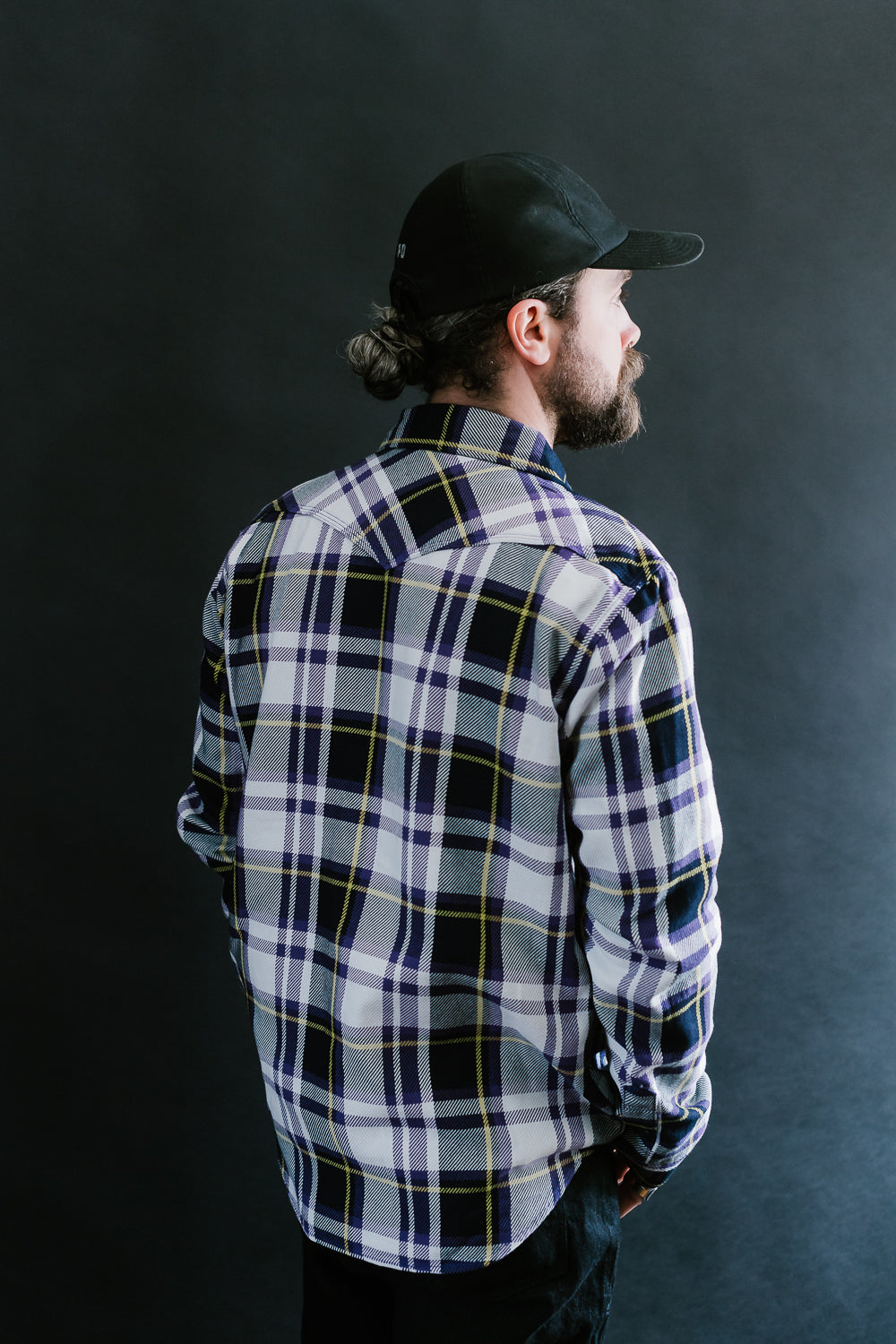 IHSH-390-PUR - 9oz Selvedge American Check Western Shirt - Purple