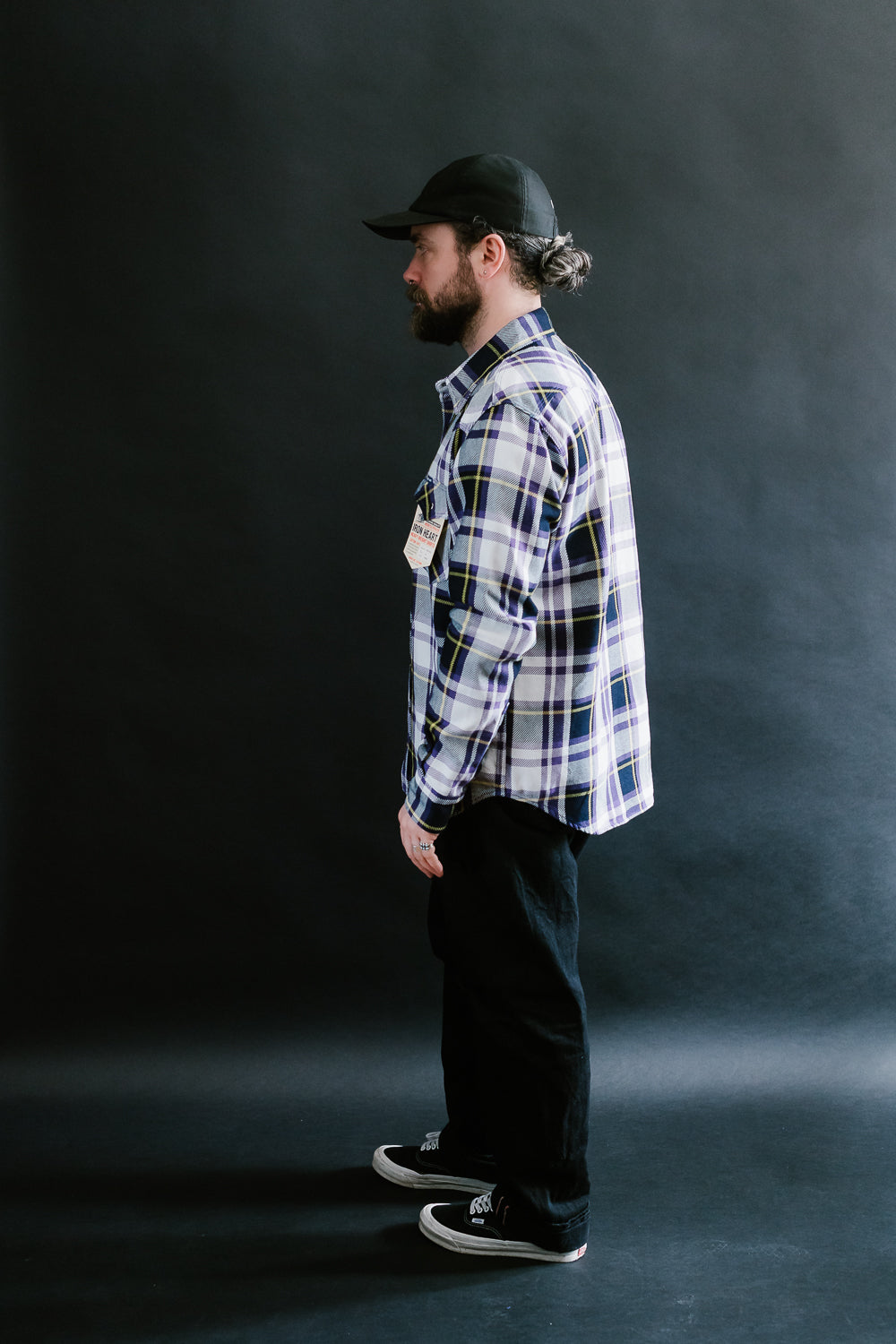 IHSH-390-PUR - 9oz Selvedge American Check Western Shirt - Purple
