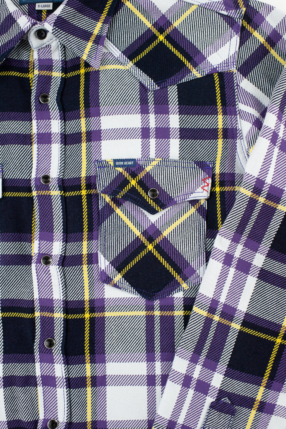 IHSH-390-PUR - 9oz Selvedge American Check Western Shirt - Purple