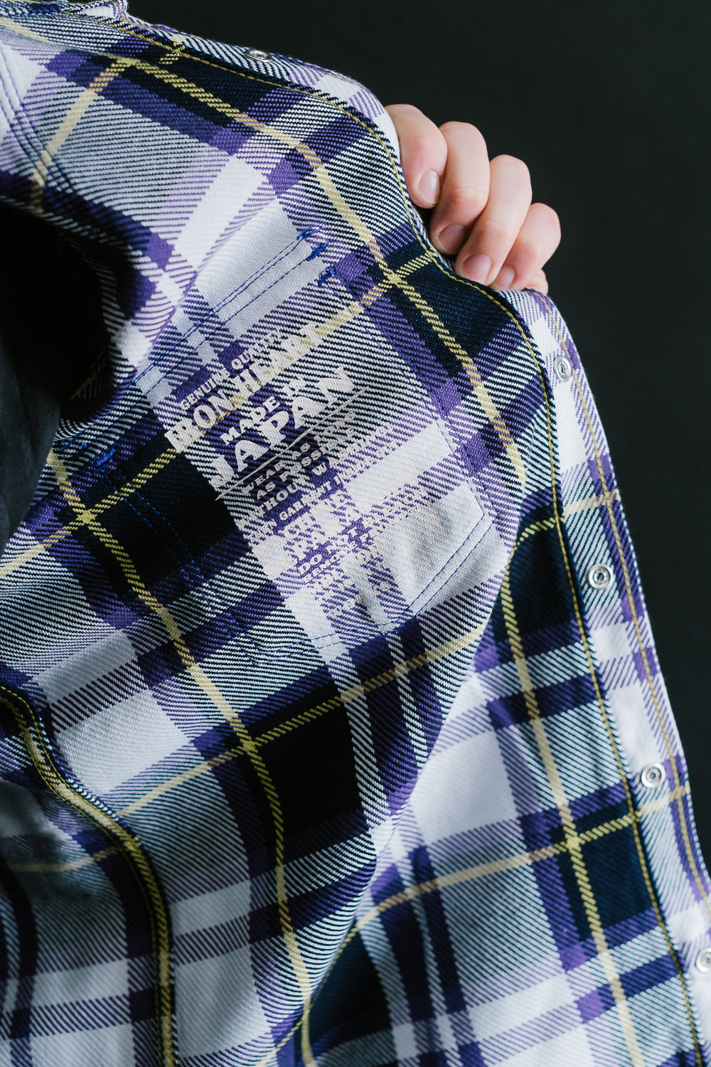 IHSH-390-PUR - 9oz Selvedge American Check Western Shirt - Purple