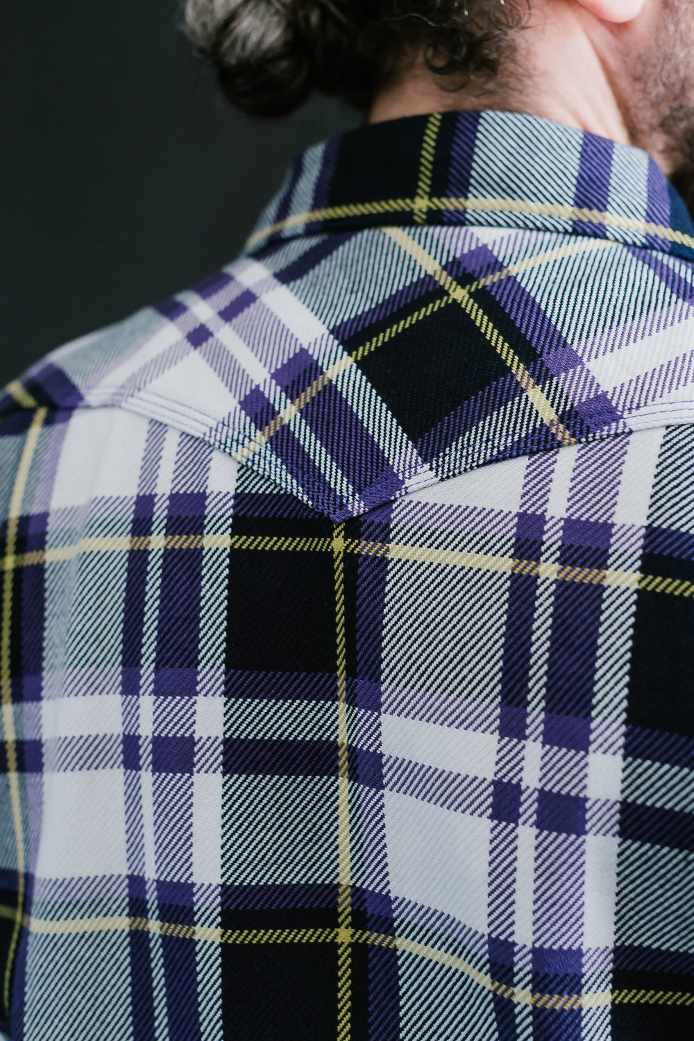 IHSH-390-PUR - 9oz Selvedge American Check Western Shirt - Purple