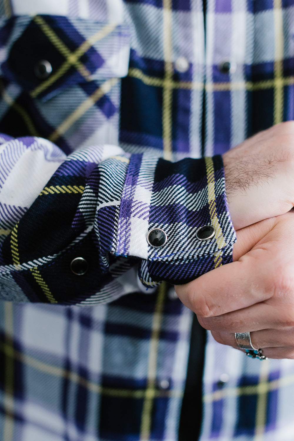 IHSH-390-PUR - 9oz Selvedge American Check Western Shirt - Purple