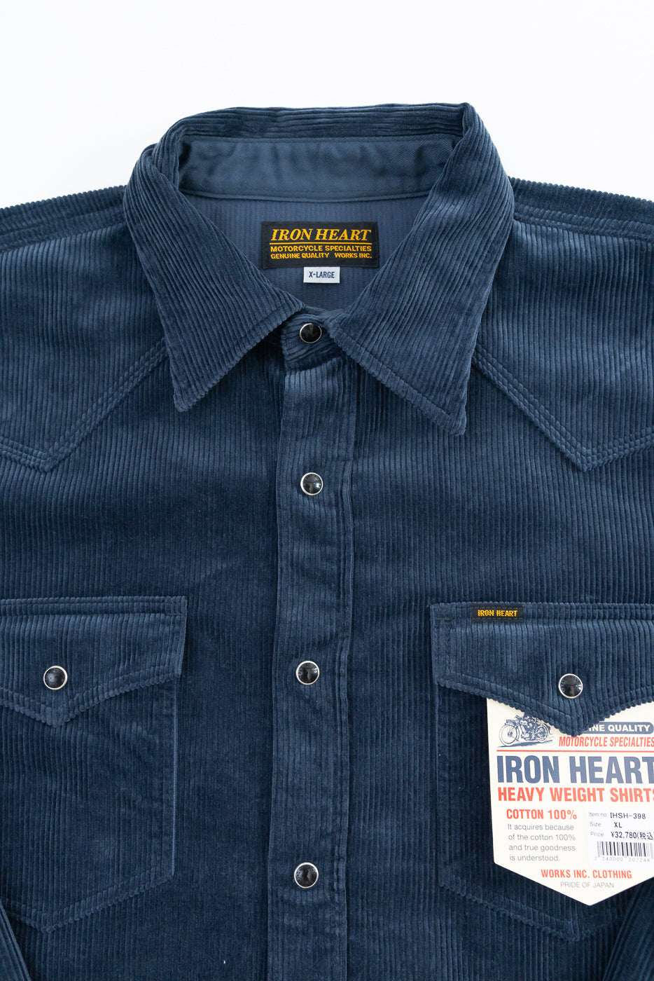 IHSH-398-NAV - 11oz Corduroy Western Shirt - Navy