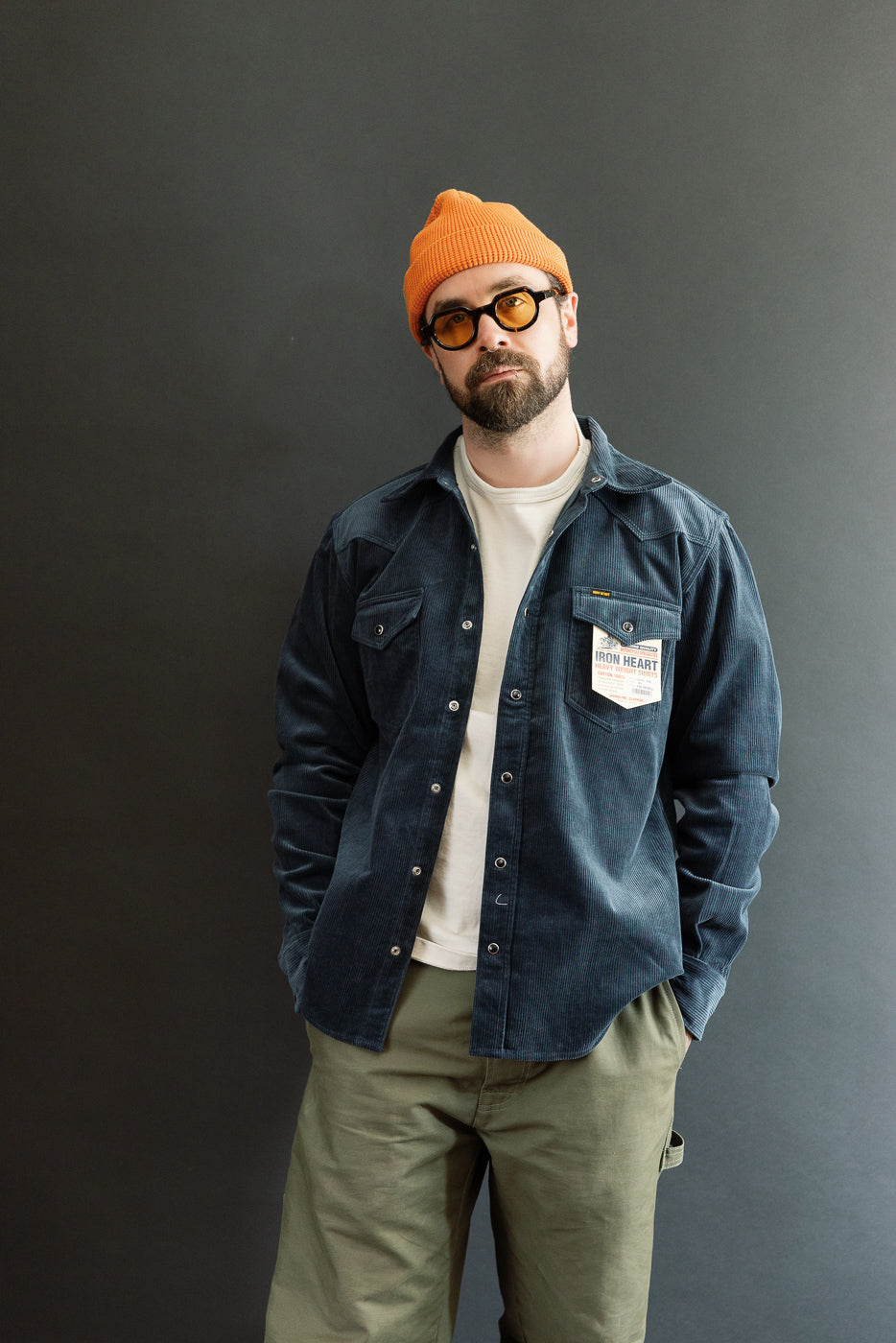 IHSH-398-NAV - 11oz Corduroy Western Shirt - Navy | Dant