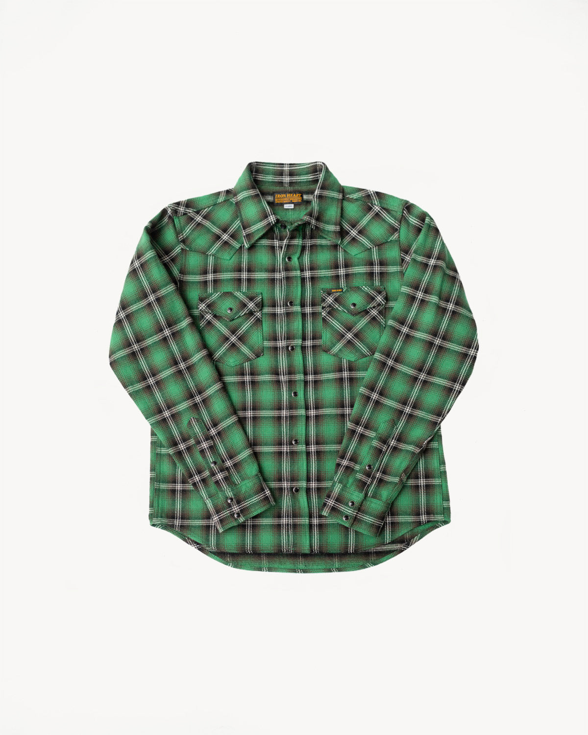 IHSH-405-GRN - 12oz Ultra Heavy Flannel Check Western Shirt