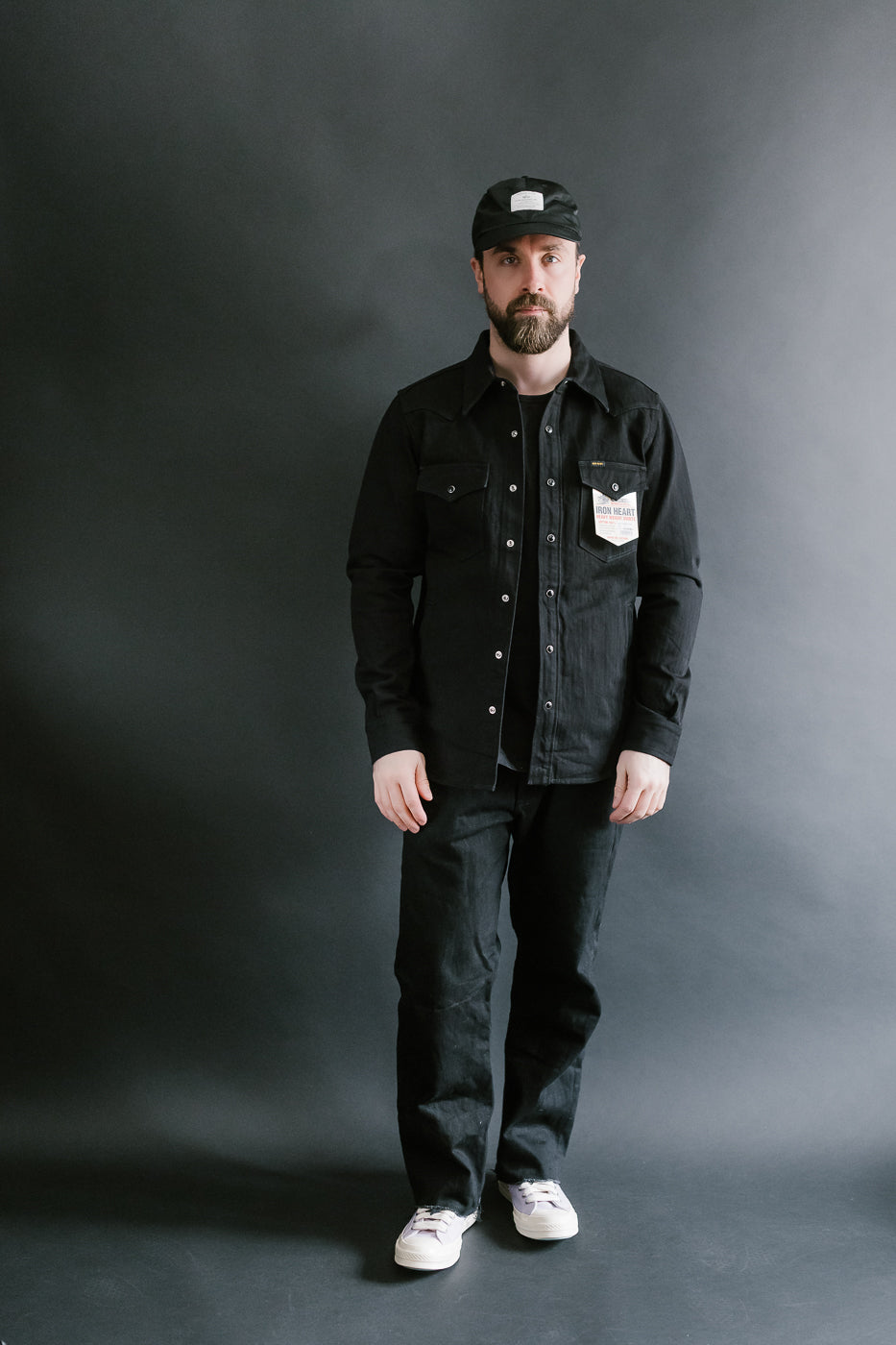 IHSH-410-BLK - 14oz Herringbone CPO Western Shirt - Black