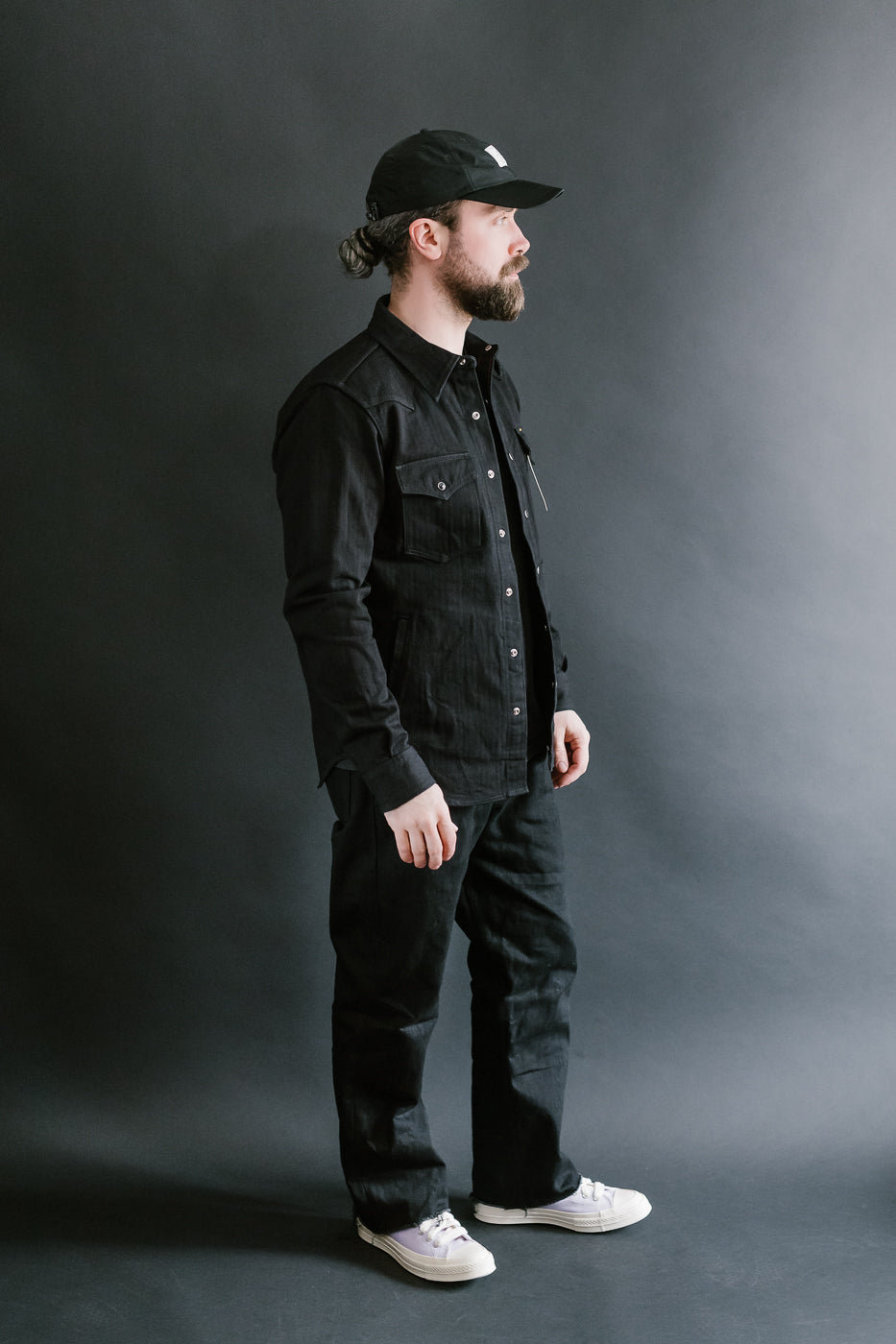 IHSH-410-BLK - 14oz Herringbone CPO Western Shirt - Black