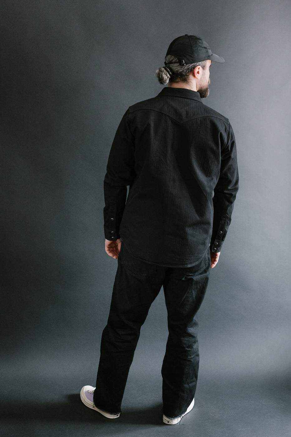 IHSH-410-BLK - 14oz Herringbone CPO Western Shirt - Black