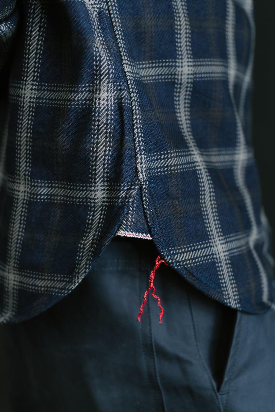 IHSH-412-BLK - 9oz Selvedge Indigo Check Flannel Work Shirt - Black